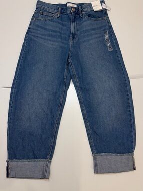 GAP Medium Blue Cropped Rolled-Hem Jeans